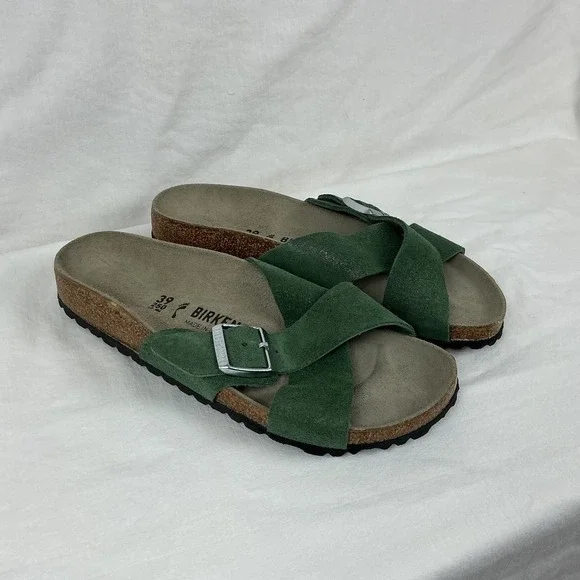 BirkenstockSienna Shimmer Suede Sandals, soft footbed, EU 39 NEW without box